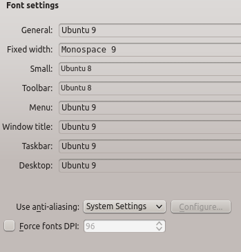 Fontsettings kubuntu14.04