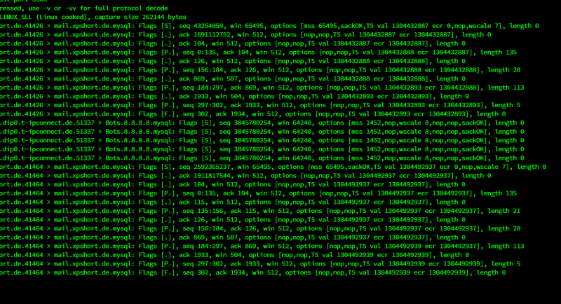 tcpdump resultat