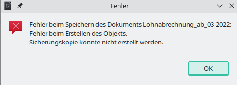 Fehlermeldung LO speichern auf Samba