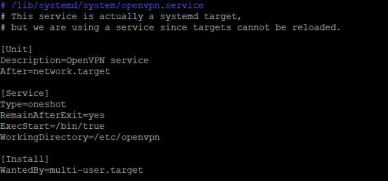 systemctl cat openvpn.service